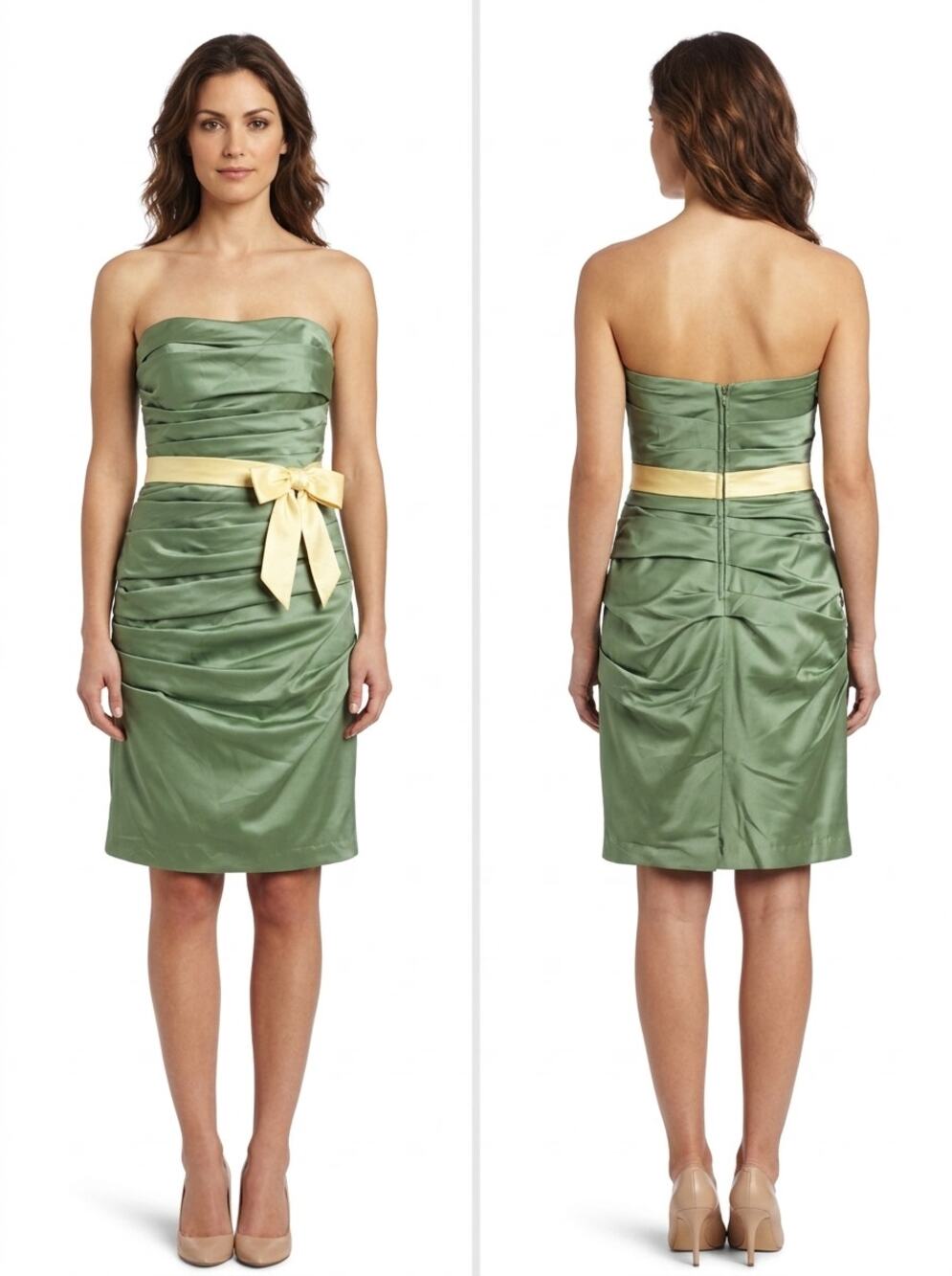 Alfred Angelo 7123 Sheath Knee Length Ruched Pleated Dress Women Size 8